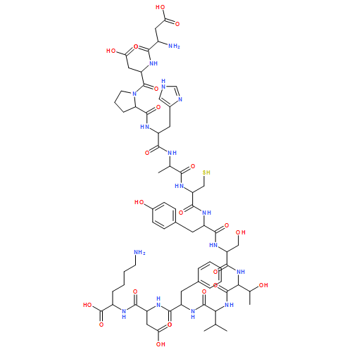 L-Lysine, L-α-aspartyl-L-α-aspartyl-L-prolyl-L-histidyl-L-alanyl-L-cysteinyl-L-tyrosyl-L-seryl-L-threonyl-L-valyl-L-phenylalanyl-L-α-aspartyl-