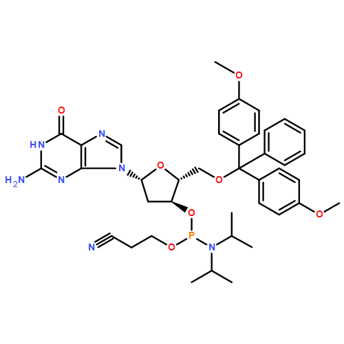 Guanosine, 5'-O-[bis(4-methoxyphenyl)phenylmethyl]-2'-deoxy-,3'-[2-cyanoethyl bis(1-methylethyl)phosphoramidite]