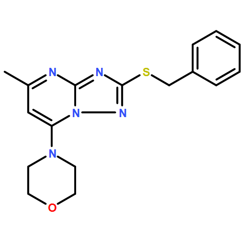[1,2,4]Triazolo[1,5-a]pyrimidine, 5-methyl-7-(4-morpholinyl)-2-[(phenylmethyl)thio]-