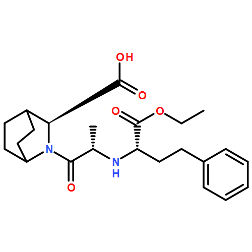 2-Azabicyclo[2.2.2]octane-3-carboxylic acid, 2-[(2S)-2-[[(1S)-1-(ethoxycarbonyl)-3-phenylpropyl]amino]-1-oxopropyl]-, (3S)-