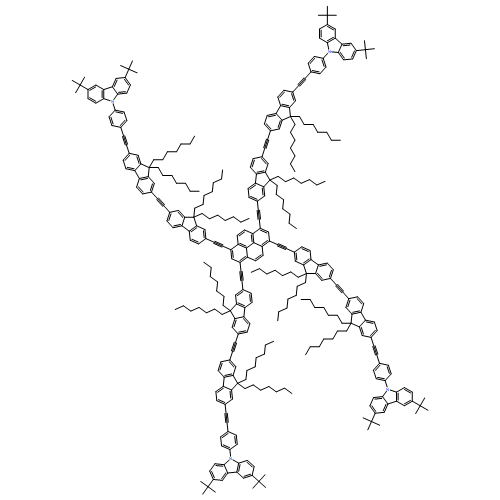 9H-Carbazole, 9,9',9'',9'''-[1,3,6,8-pyrenetetrayltetrakis[2,1-ethynediyl(9,9-diheptyl-9H-fluorene-7,2-diyl)-2,1-ethynediyl(9,9-diheptyl-9H-fluorene-7,2-diyl)-2,1-ethynediyl-4,1-phenylene]]tetrakis[3,6-bis(1,1-dimethylethyl)-