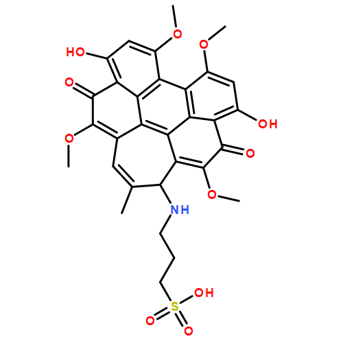 1-Propanesulfonic acid, 3-[(5,12-dihydro-6,11-dihydroxy-4,8,9,13-tetramethoxy-2-methyl-5,12-dioxo-1H-cyclohepta[ghi]perylen-1-yl)amino]-