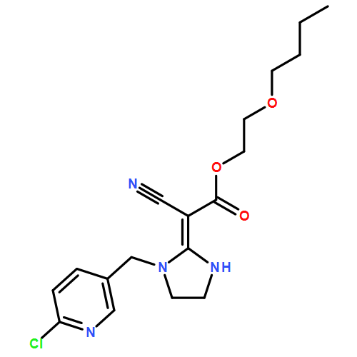 Acetic acid, 2-[1-[(6-chloro-3-pyridinyl)methyl]-2-imidazolidinylidene]-2-cyano-, 2-butoxyethyl ester