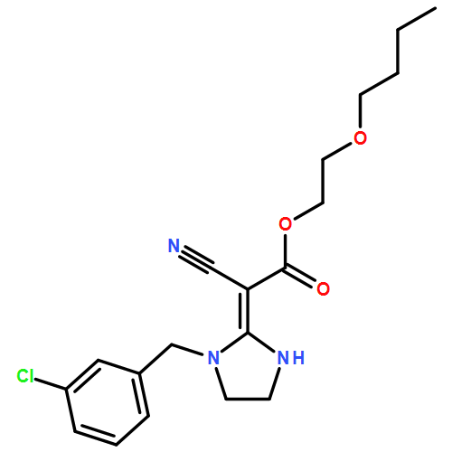 Acetic acid, 2-[1-[(3-chlorophenyl)methyl]-2-imidazolidinylidene]-2-cyano-, 2-butoxyethyl ester