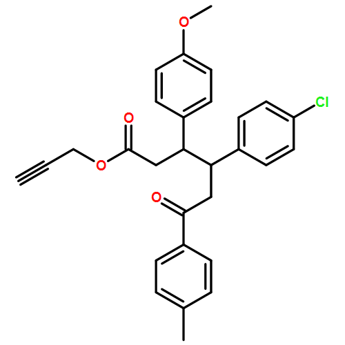 Benzenehexanoic acid, γ-(4-chlorophenyl)-β-(4-methoxyphenyl)-4-methyl-ε-oxo-, 2-propyn-1-yl ester, (βR,γR)-rel-
