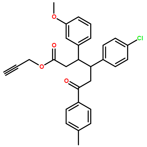 Benzenehexanoic acid, γ-(4-chlorophenyl)-β-(3-methoxyphenyl)-4-methyl-ε-oxo-, 2-propyn-1-yl ester, (βR,γR)-rel-