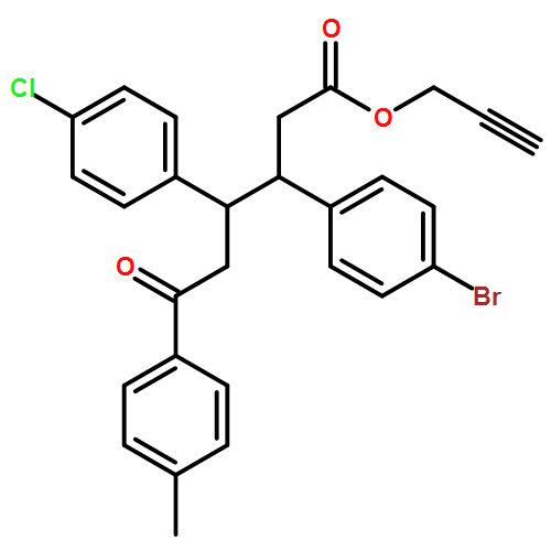 Benzenehexanoic acid, β-(4-bromophenyl)-γ-(4-chlorophenyl)-4-methyl-ε-oxo-, 2-propyn-1-yl ester, (βR,γR)-rel-