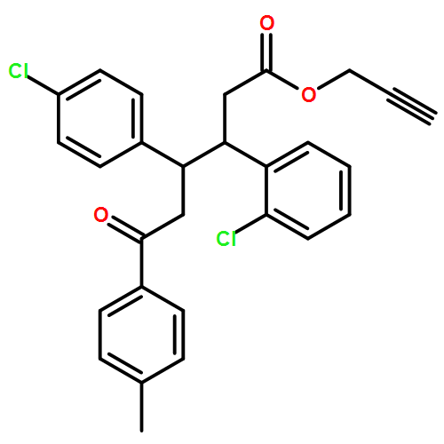 Benzenehexanoic acid, β-(2-chlorophenyl)-γ-(4-chlorophenyl)-4-methyl-ε-oxo-, 2-propyn-1-yl ester, (βR,γR)-rel-