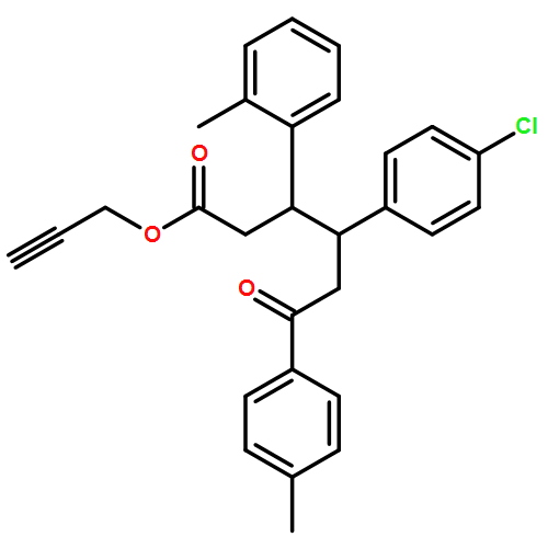 Benzenehexanoic acid, γ-(4-chlorophenyl)-4-methyl-β-(2-methylphenyl)-ε-oxo-, 2-propyn-1-yl ester, (βR,γS)-rel-