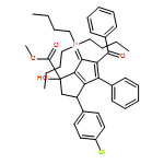1-Pentalenecarboxylic acid, 5-benzoyl-3-(4-chlorophenyl)-1,2,3,6-tetrahydro-1-hydroxy-4-phenyl-6-(tributylphosphoranylidene)-, methyl ester, (1R,3R)-rel-