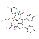 1-Pentalenecarboxylic acid, 5-(4-fluorobenzoyl)-4-(4-fluorophenyl)-1,2,3,6-tetrahydro-1-hydroxy-3-(4-methylphenyl)-6-(tributylphosphoranylidene)-, methyl ester, (1R,3R)-rel-