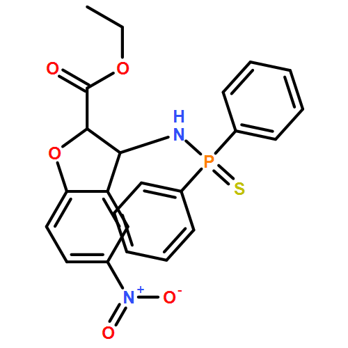 2-Benzofurancarboxylic acid, 3-[(diphenylphosphinothioyl)amino]-2,3-dihydro-5-nitro-, ethyl ester, (2R,3R)-rel-