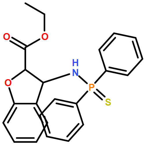 2-Benzofurancarboxylic acid, 3-[(diphenylphosphinothioyl)amino]-2,3-dihydro-, ethyl ester, (2R,3R)-rel-