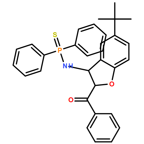 Phosphinothioic amide, N-[(2R,3R)-2-benzoyl-5-(1,1-dimethylethyl)-2,3-dihydro-3-benzofuranyl]-P,P-diphenyl-, rel-
