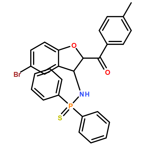 Phosphinothioic amide, N-[(2R,3R)-5-bromo-2,3-dihydro-2-(4-methylbenzoyl)-3-benzofuranyl]-P,P-diphenyl-, rel-