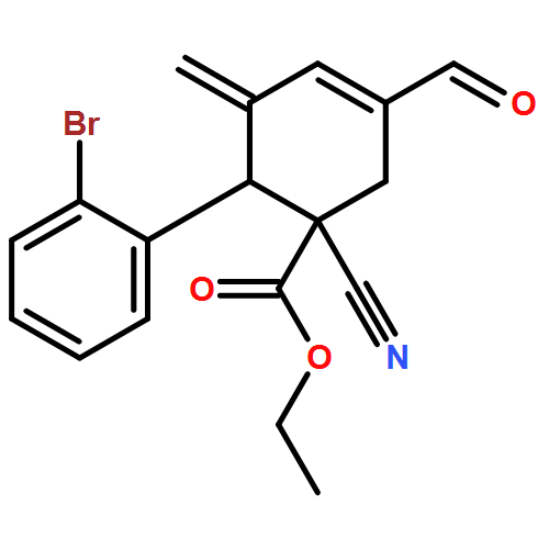 3-Cyclohexene-1-carboxylic acid, 6-(2-bromophenyl)-1-cyano-3-formyl-5-methylene-, ethyl ester, (1R,6S)-rel-