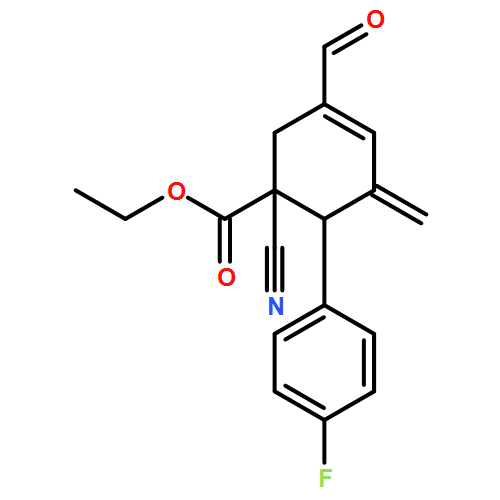 3-Cyclohexene-1-carboxylic acid, 1-cyano-6-(4-fluorophenyl)-3-formyl-5-methylene-, ethyl ester, (1R,6R)-rel-