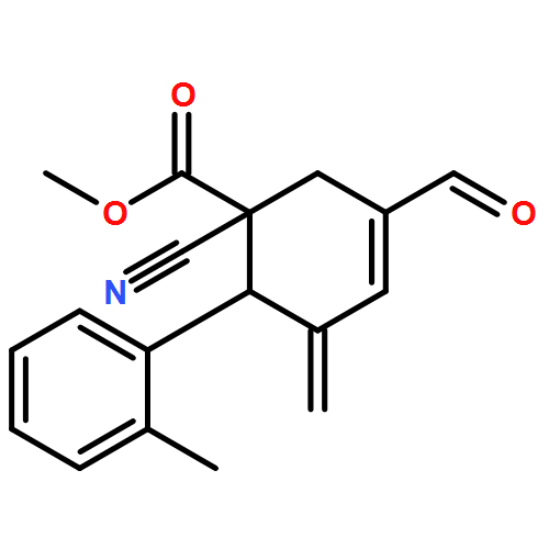 3-Cyclohexene-1-carboxylic acid, 1-cyano-3-formyl-5-methylene-6-(2-methylphenyl)-, methyl ester, (1R,6R)-rel-