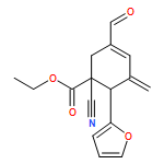 3-Cyclohexene-1-carboxylic acid, 1-cyano-3-formyl-6-(2-furanyl)-5-methylene-, ethyl ester, (1R,6S)-rel-