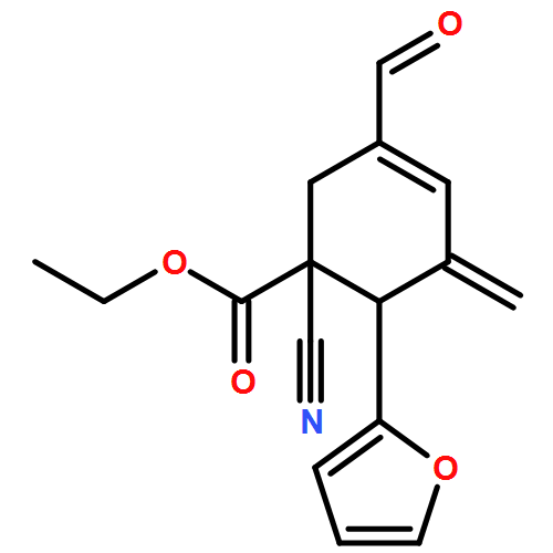 3-Cyclohexene-1-carboxylic acid, 1-cyano-3-formyl-6-(2-furanyl)-5-methylene-, ethyl ester, (1R,6S)-rel-