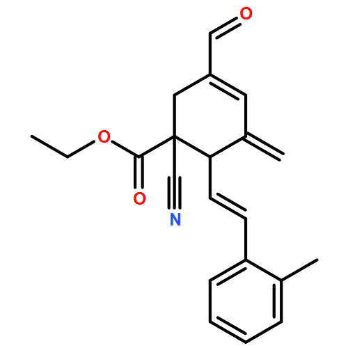 3-Cyclohexene-1-carboxylic acid, 1-cyano-3-formyl-5-methylene-6-[(1E)-2-(2-methylphenyl)ethenyl]-, ethyl ester, (1R,6S)-rel-