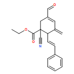 3-Cyclohexene-1-carboxylic acid, 1-cyano-3-formyl-5-methylene-6-[(1E)-2-phenylethenyl]-, ethyl ester, (1R,6S)-rel-