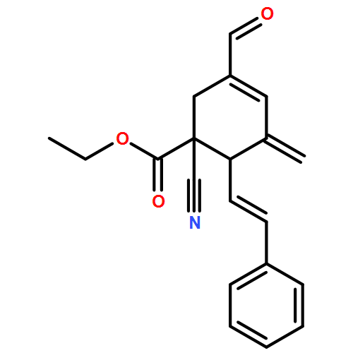 3-Cyclohexene-1-carboxylic acid, 1-cyano-3-formyl-5-methylene-6-[(1E)-2-phenylethenyl]-, ethyl ester, (1R,6S)-rel-