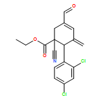 3-Cyclohexene-1-carboxylic acid, 1-cyano-6-(2,4-dichlorophenyl)-3-formyl-5-methylene-, ethyl ester, (1R,6R)-rel-