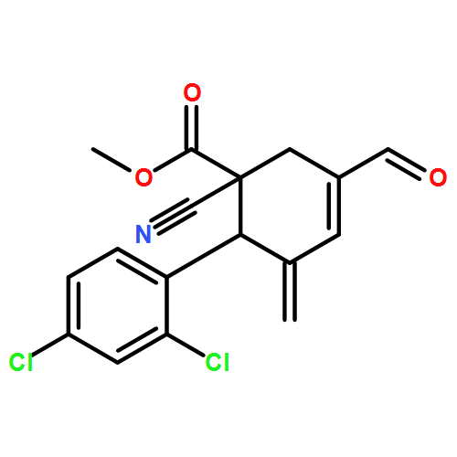 3-Cyclohexene-1-carboxylic acid, 1-cyano-6-(2,4-dichlorophenyl)-3-formyl-5-methylene-, methyl ester, (1R,6R)-rel-