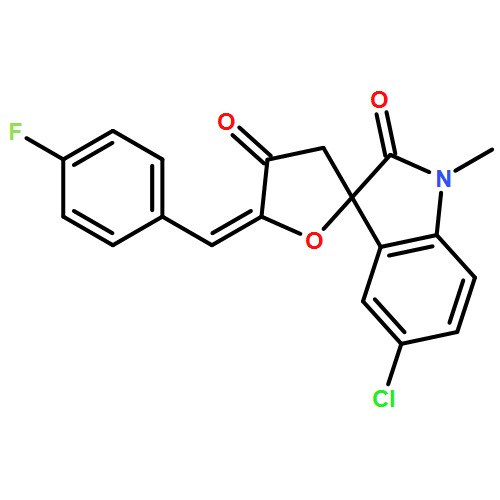 Spiro[furan-2(3H),3'-[3H]indole]-2',4(1'H,5H)-dione, 5'-chloro-5-[(4-fluorophenyl)methylene]-1'-methyl-, (5Z)-