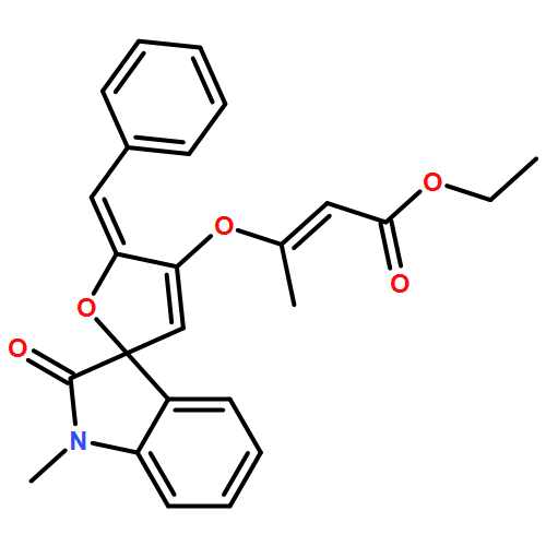 2-Butenoic acid, 3-[[(5Z)-1',2'-dihydro-1'-methyl-2'-oxo-5-(phenylmethylene)spiro[furan-2(5H),3'-[3H]indol]-4-yl]oxy]-, ethyl ester