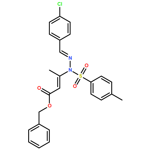 2-Butenoic acid, 3-[(2E)-2-[(4-chlorophenyl)methylene]-1-[(4-methylphenyl)sulfonyl]hydrazinyl]-, phenylmethyl ester, (2E)-