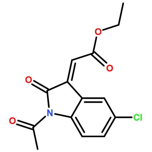 Acetic acid, 2-(1-acetyl-5-chloro-1,2-dihydro-2-oxo-3H-indol-3-ylidene)-, ethyl ester