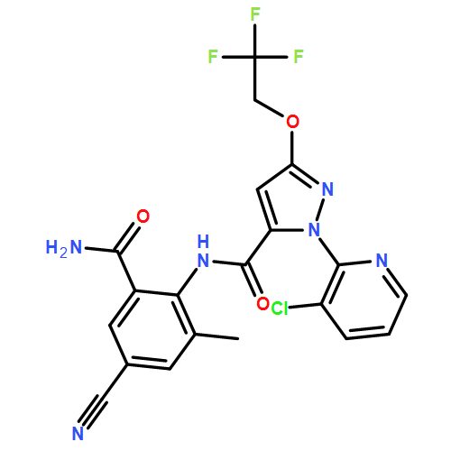 1H-Pyrazole-5-carboxamide, N-[2-(aminocarbonyl)-4-cyano-6-methylphenyl]-1-(3-chloro-2-pyridinyl)-3-(2,2,2-trifluoroethoxy)-