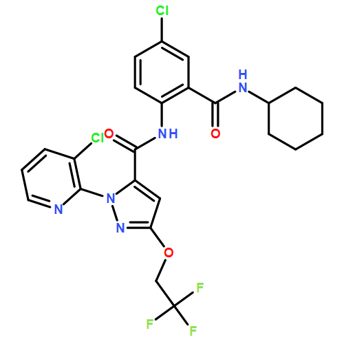 1H-Pyrazole-5-carboxamide, N-[4-chloro-2-[(cyclohexylamino)carbonyl]phenyl]-1-(3-chloro-2-pyridinyl)-3-(2,2,2-trifluoroethoxy)-