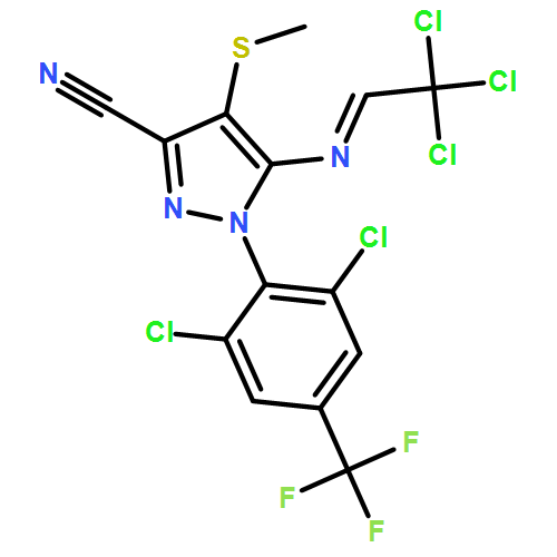 1H-Pyrazole-3-carbonitrile, 1-[2,6-dichloro-4-(trifluoromethyl)phenyl]-4-(methylthio)-5-[(2,2,2-trichloroethylidene)amino]-