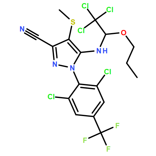 1H-Pyrazole-3-carbonitrile, 1-[2,6-dichloro-4-(trifluoromethyl)phenyl]-4-(methylthio)-5-[(2,2,2-trichloro-1-propoxyethyl)amino]-