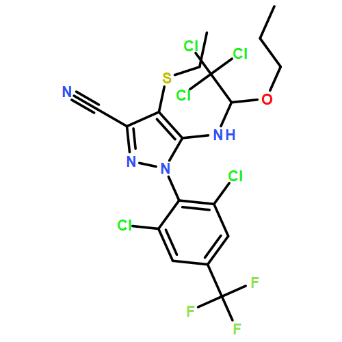 1H-Pyrazole-3-carbonitrile, 1-[2,6-dichloro-4-(trifluoromethyl)phenyl]-4-(ethylthio)-5-[(2,2,2-trichloro-1-propoxyethyl)amino]-