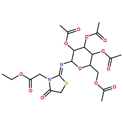 3-Thiazolidineacetic acid, 4-oxo-2-[(2,3,4,6-tetra-O-acetyl-β-D-glucopyranosyl)imino]-, ethyl ester, (2E)-