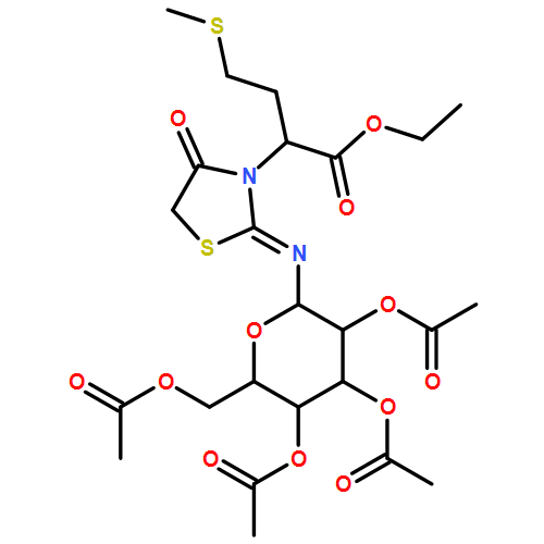 3-Thiazolidineacetic acid, α-[2-(methylthio)ethyl]-4-oxo-2-[(2,3,4,6-tetra-O-acetyl-β-D-galactopyranosyl)imino]-, ethyl ester, (αS,2E)-