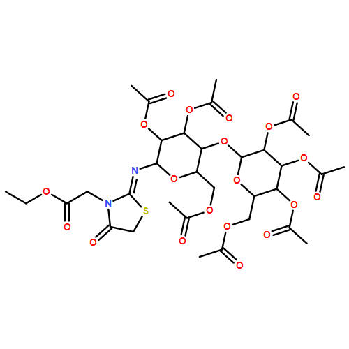 3-Thiazolidineacetic acid, 4-oxo-2-[[2,3,6-tri-O-acetyl-4-O-(2,3,4,6-tetra-O-acetyl-β-D-galactopyranosyl)-β-D-glucopyranosyl]imino]-, ethyl ester, (2E)-