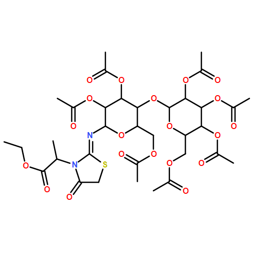 3-Thiazolidineacetic acid, α-methyl-4-oxo-2-[[2,3,6-tri-O-acetyl-4-O-(2,3,4,6-tetra-O-acetyl-α-D-glucopyranosyl)-β-D-glucopyranosyl]imino]-, ethyl ester, (αS,2E)-