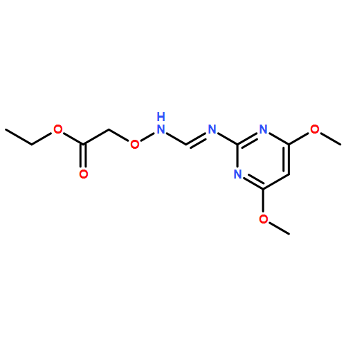 Acetic acid, 2-[[[(4,6-dimethoxy-2-pyrimidinyl)iminomethyl]amino]oxy]-, ethyl ester