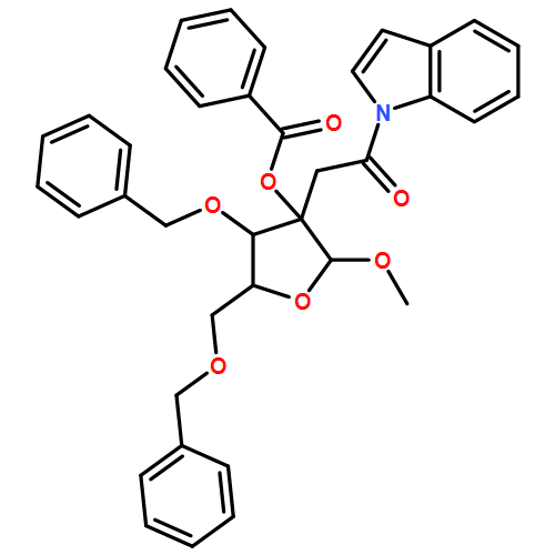 α-D-Ribofuranoside, methyl 2-C-[2-(1H-indol-1-yl)-2-oxoethyl]-3,5-bis-O-(phenylmethyl)-, 2-benzoate