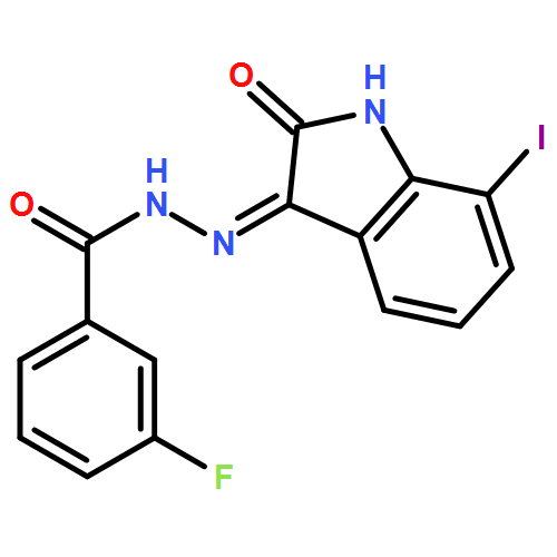 Benzoic acid, 3-fluoro-, (2Z)-2-(1,2-dihydro-7-iodo-2-oxo-3H-indol-3-ylidene)hydrazide