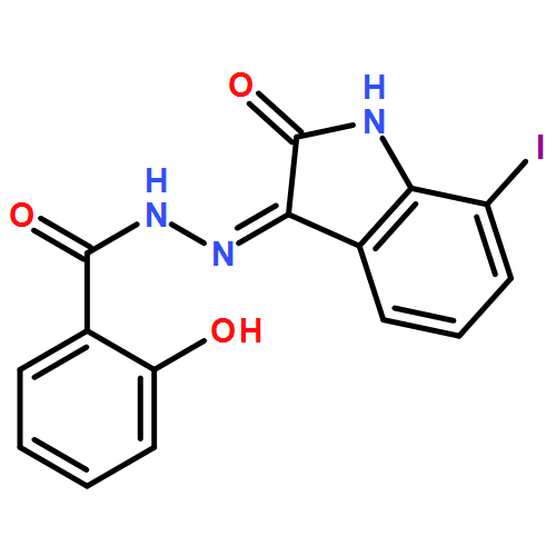 Benzoic acid, 2-hydroxy-, (2Z)-2-(1,2-dihydro-7-iodo-2-oxo-3H-indol-3-ylidene)hydrazide