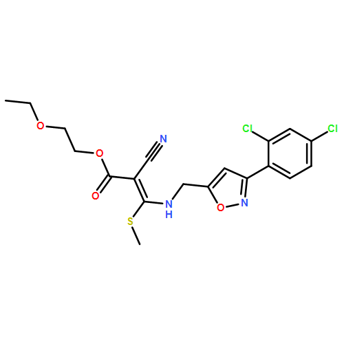 2-Propenoic acid, 2-cyano-3-[[[3-(2,4-dichlorophenyl)-5-isoxazolyl]methyl]amino]-3-(methylthio)-, 2-ethoxyethyl ester, (2E)-