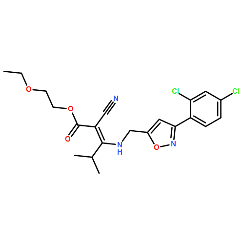 2-Pentenoic acid, 2-cyano-3-[[[3-(2,4-dichlorophenyl)-5-isoxazolyl]methyl]amino]-4-methyl-, 2-ethoxyethyl ester, (2Z)-