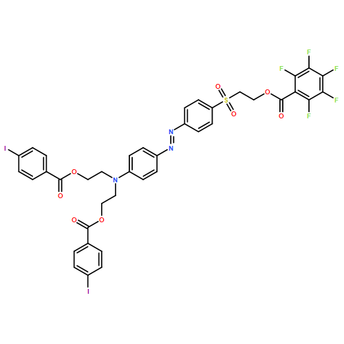 Benzoic acid, 2,3,4,5,6-pentafluoro-, 2-[[4-[2-[4-[bis[2-[(4-iodobenzoyl)oxy]ethyl]amino]phenyl]diazenyl]phenyl]sulfonyl]ethyl ester 