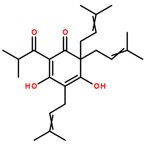 2,4-Cyclohexadien-1-one, 3,5-dihydroxy-4,6,6-tris(3-methyl-2-buten-1-yl)-2-(2-methyl-1-oxopropyl)-